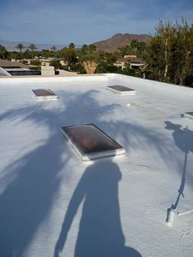 Detail of a finished white reflective flat roof
