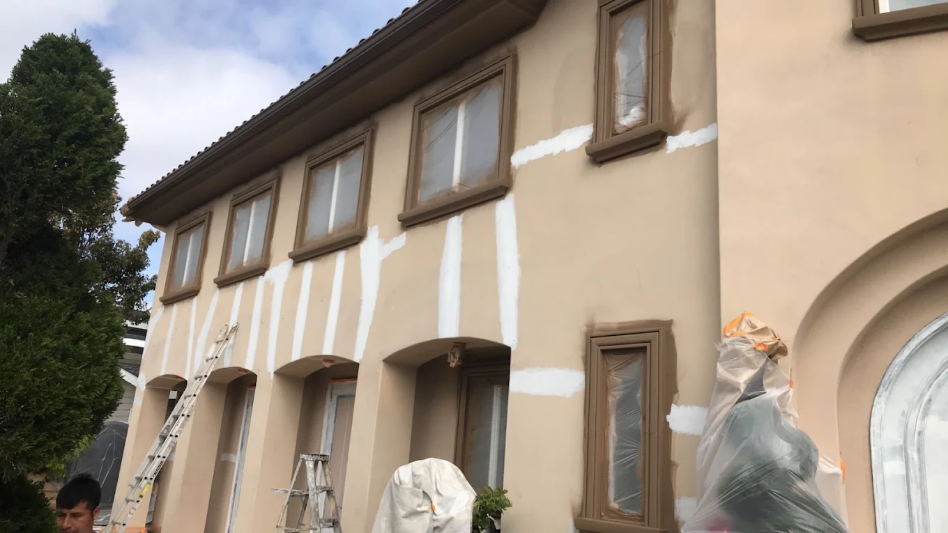Bartley Corrigan crew at work on a Coachella Valley exterior